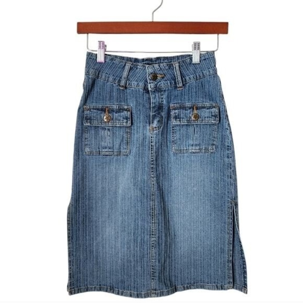BUBBLEGUM VINTAGE 90s Ribbed Denim Skirt Y2K grunge coquette mini - Picture 2 of 10